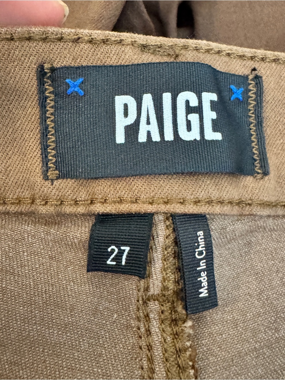PAIGE Cindy Jeans 27 Cognac Luxe Coated High Rise Slim Straight Leather Look - Picture 5 of 8